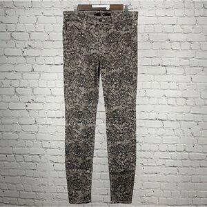 Joe’s Jeans Black Nude Lace Print Skinny Mid Rise Pants USA Made Size 28 (28x32)